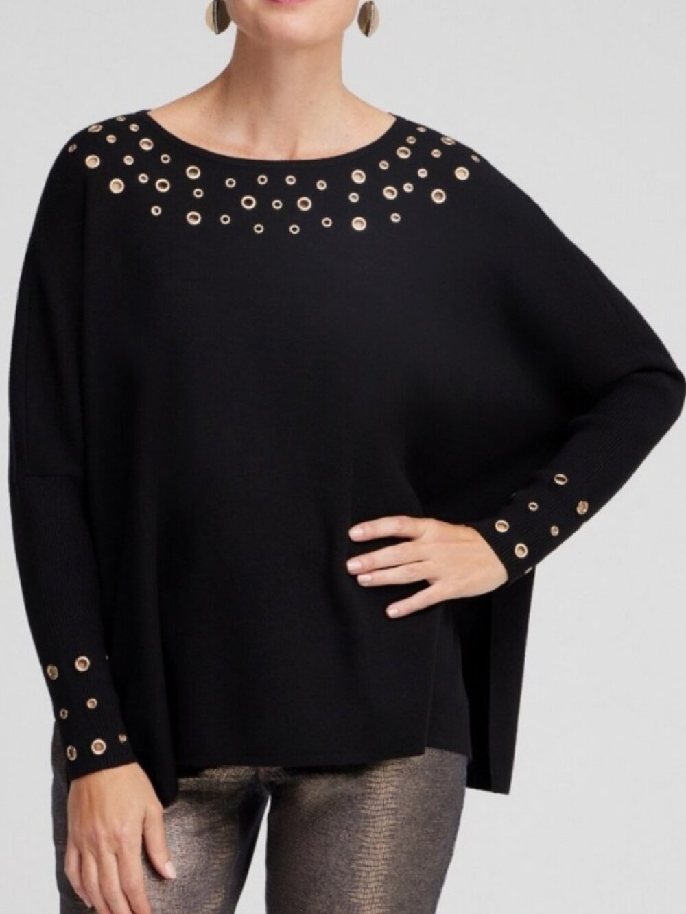 Chico's Embellished Sweater Poncho S/M